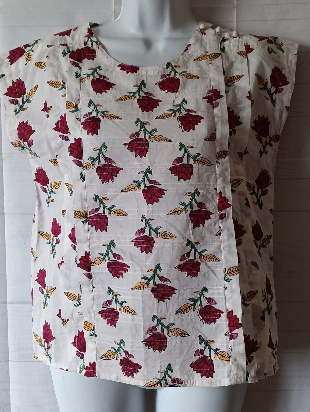 Anokhi Floral Cotton Cap Sleeve Top
